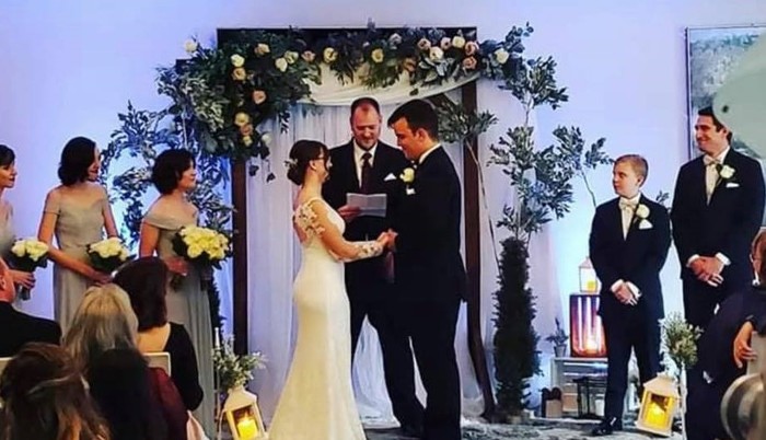 bride and groom at the wedding ceremony