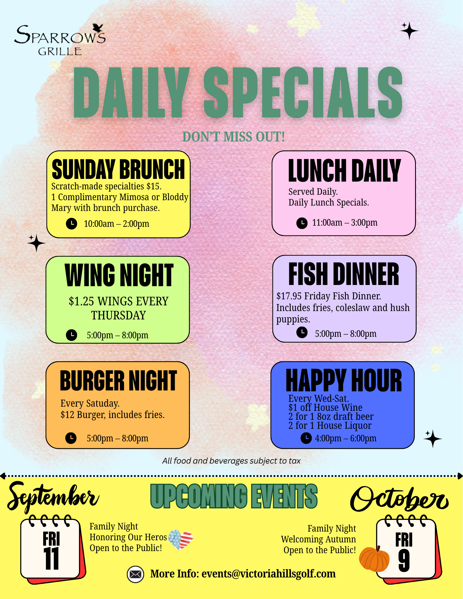 Daily Specials Upcoming Events (Real Estate Flyer)